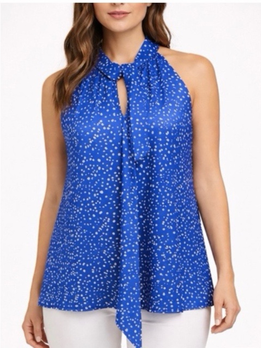 Banana Republic Factory Spotted Halter Tie Neck Top NWT